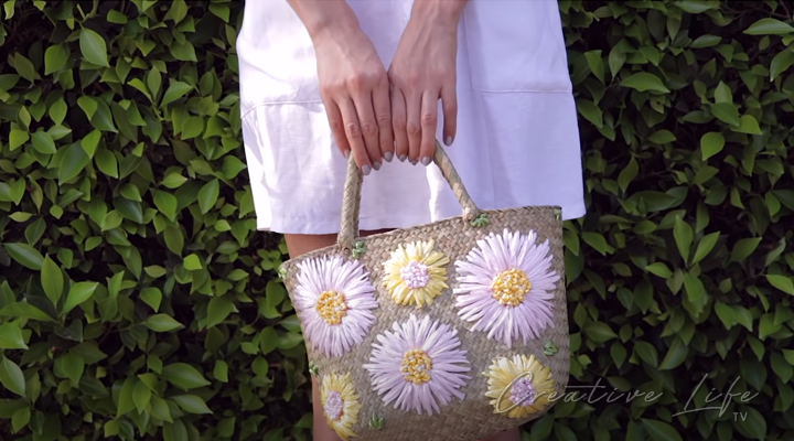 How To Make Embroidered Straw Bag DIY