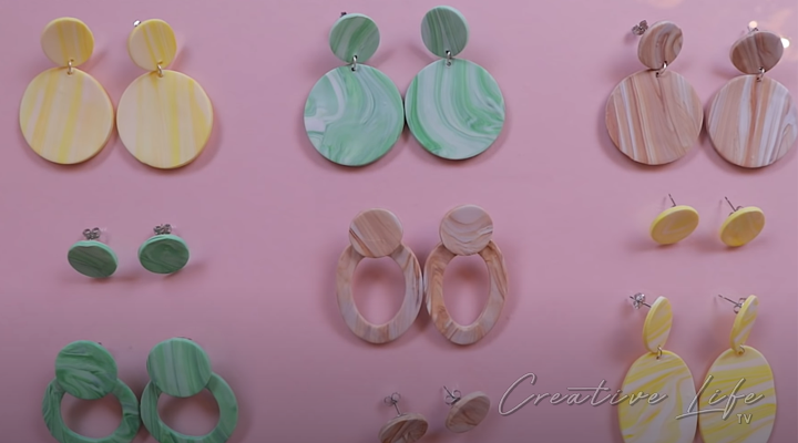 How To Make Clay Marbled Earrings DIY