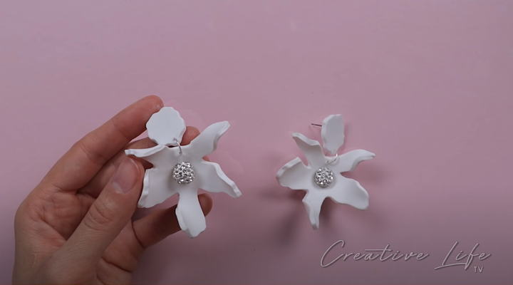 How To Make Polymer Clay Crystal Flower Earrings DIY