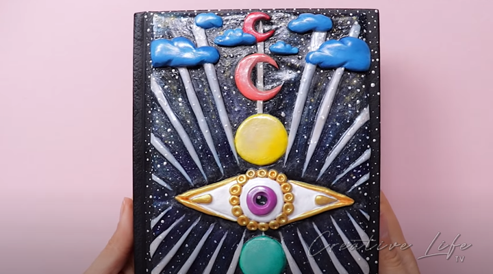 How To Make Polymer Clay Moon and Eye Journal Cover DIY